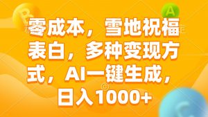 零成本，雪地祝福表白，多种变现方式，AI一键生成，日入1000+-rose网创