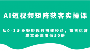 AI短视频矩阵获客实操课,从0-1企业短短视频搭建经验,销售运营成本最高降低50倍-rose网创