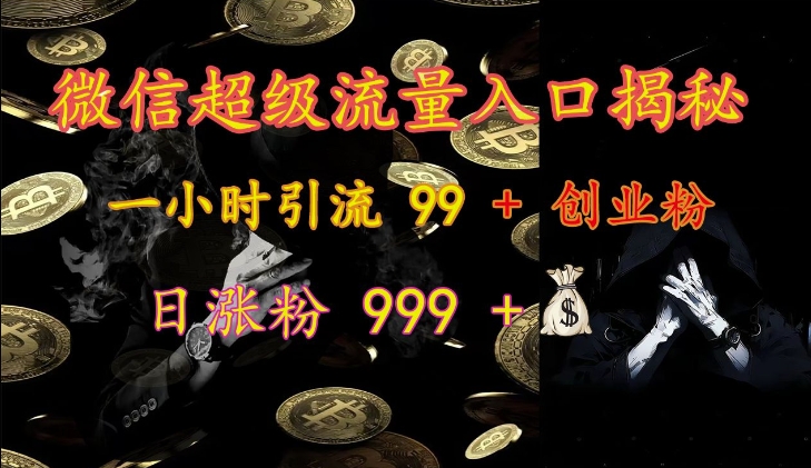 微信超级流量入口揭秘:一小时引流 99 + 创业粉,日涨粉 999 +-rose网创