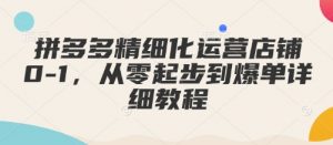 拼多多精细化运营店铺0-1,从零起步到爆单详细教程-rose网创