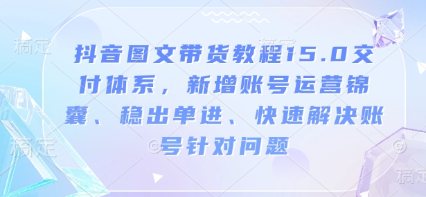 抖音图文带货教程15.0交付体系,新增账号运营锦囊、稳出单进、快速解决账号针对问题-rose网创