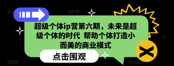 超级个体ip营第六期,未来是超级个体的时代 帮助个体打造小而美的商业模式-rose网创