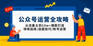 公众号运营全攻略:从流量主到10w+爆款打造,领域选择/选题技巧/账号运营-rose网创