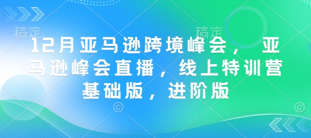 12月亚马逊跨境峰会, 亚马逊峰会直播,线上特训营基础版,进阶版-rose网创