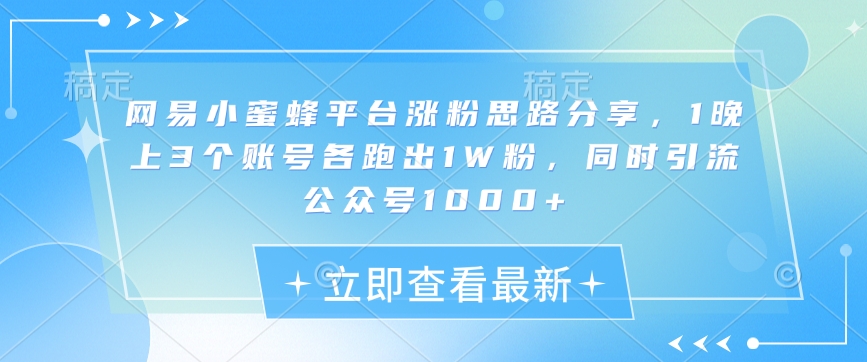 网易小蜜蜂平台涨粉思路分享，1晚上3个账号各跑出1W粉，同时引流公众号1000+-rose网创