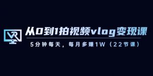 从0到1拍视频vlog变现课,5分钟每天,每月多赚1W(22节课)-rose网创