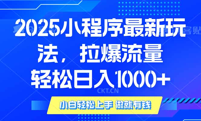 2025年小程序最新玩法，流量直接拉爆，单日稳定变现1000+-rose网创
