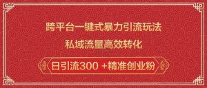 跨平台一键式暴力引流玩法,私域流量高效转化日引流300 +精准创业粉-rose网创