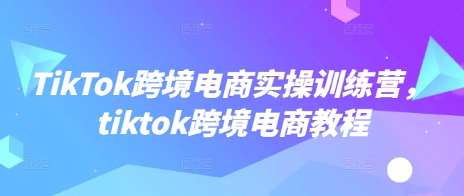 TikTok跨境电商实操训练营，tiktok跨境电商教程-rose网创