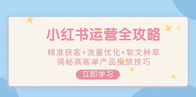 小红书运营全攻略,精准获客+流量优化+软文种草,揭秘高客单产品投放技巧-rose网创