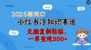 2025新风口，小红书冷知识赛道，无脑复制粘贴，一单变现300+-rose网创