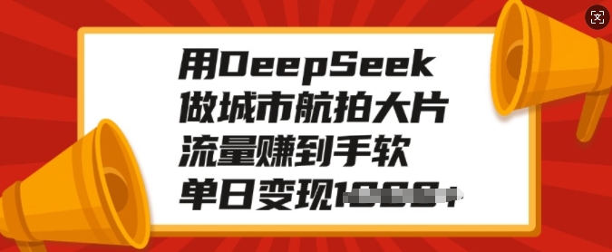 用DeepSeek做城市航拍大片,流量赚到手软,单日变现多张-rose网创
