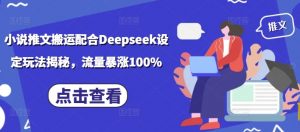 小说推文搬运配合Deepseek设定玩法揭秘，流量暴涨100%-rose网创