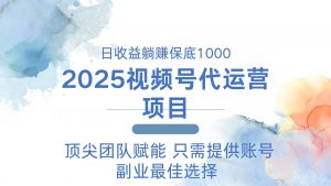 2025视频号代运营 日躺赚1000＋ 只需提供账号-rose网创