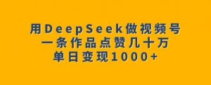 用DeepSeek做视频号,一条作品点赞几十万,单日变现1k-rose网创