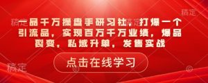 一品千万操盘手研习社,打爆一个引流品,实现百万千万业绩,爆品裂变,私域升单,发售实战-rose网创