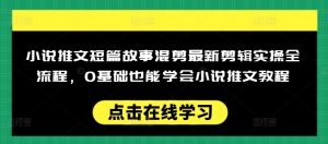 小说推文短篇故事混剪最新剪辑实操全流程，0基础也能学会小说推文教程，肯干多发日入多张-rose网创