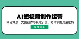 AI短视频创作运营，揭秘算法、文案创作与私域引流，助你掌握流量密码-rose网创