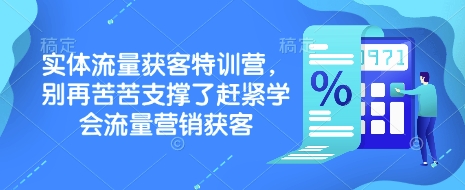 实体流量获客特训营，​别再苦苦支撑了赶紧学会流量营销获客-rose网创
