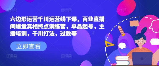 六边形运营千川运营线下课,百业直播间爆量真相终点训练营,单品起号,主播培训,千川打法,过款等-rose网创