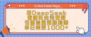 用DeepSeek做哪吒走秀视频,引爆流量涨粉利器,单日变现1k-rose网创