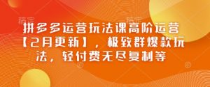拼多多运营玩法课高阶运营【2月更新】,极致群爆款玩法,轻付费无尽复制等-rose网创