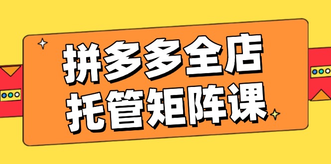 拼多多全店托管矩阵课,盈利动销玩法,高效计划设置,提升店铺效益-rose网创