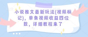 小说推文最新玩法(视频标记)，单条视频收益四位数，详细教程来了-rose网创