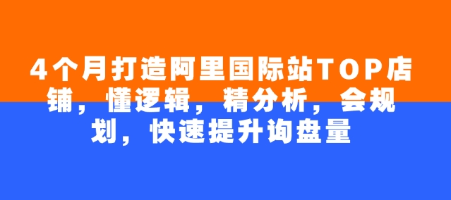4个月打造阿里国际站TOP店铺,懂逻辑,精分析,会规划,快速提升询盘量-rose网创