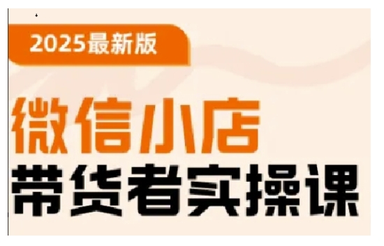 2025最新版微信小店带货者实操课,基础操作到高级运营技巧,快速上手-rose网创