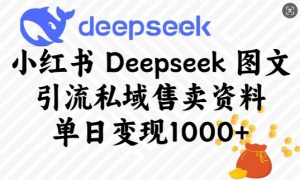 小红书Deepseek图文引流私域售卖资料,单日变现多张-rose网创