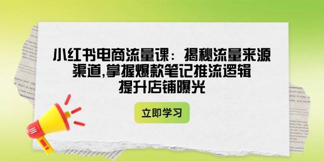 小红书电商流量课:揭秘流量来源渠道,掌握爆款笔记推流逻辑,提升店铺曝光-rose网创