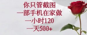 你只管截图，一部手机在家做，一小时120.一天5张【揭秘】-rose网创