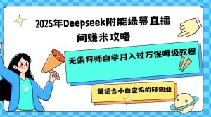 2025年Deepseek附能绿幕直播间挣米攻略无需拜师自学月入过W保姆级教程，最适合小白宝妈的轻创业-rose网创