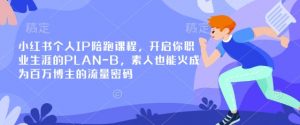 小红书个人IP陪跑课程，开启你职业生涯的PLAN-B，素人也能火成为百万博主的流量密码-rose网创