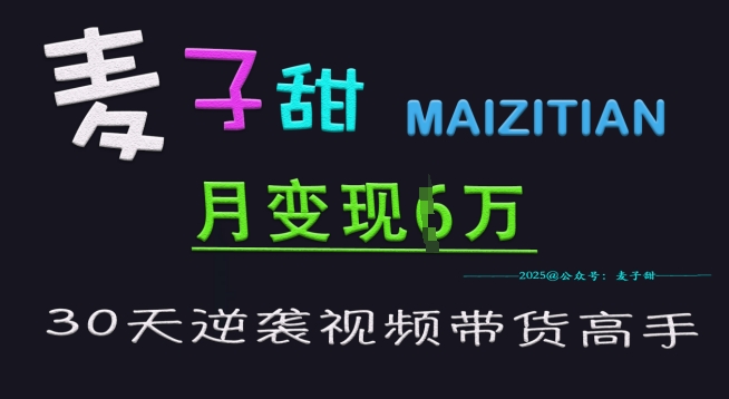 麦子甜30天逆袭视频带货高手,单月变现6W加特训营-rose网创