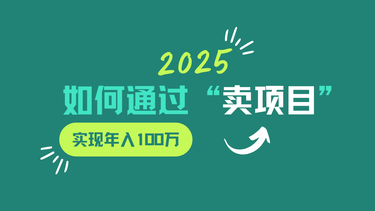 2025年如何通过“卖项目”实现年入100w-rose网创