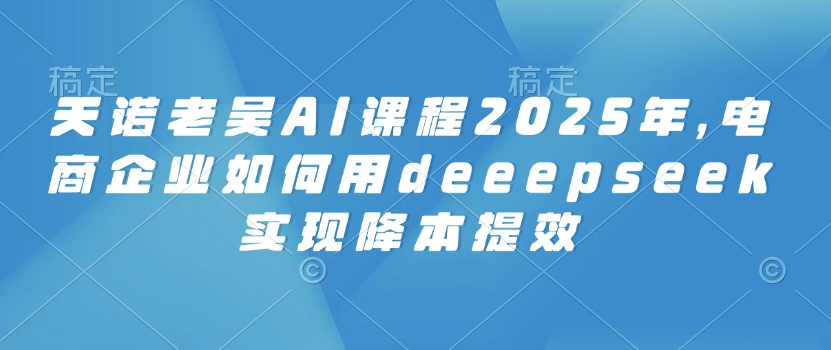 天诺老吴AI课程2025年,电商企业如何用deeepseek实现降本提效-rose网创