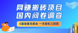 网赚搬砖项目，国内问卷调查，0基础看完就会 一天轻松三四百，靠谱副业...-rose网创