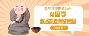 AI国学私域运营模型,单号月变现过W-rose网创