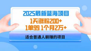 2025蓝海项目 1天涨粉200+ 1单99 1个月2万+-rose网创