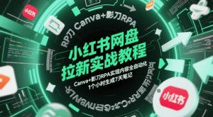 小红书网盘拉新实战教程,Canva+影刀RPA实现内容全自动化,1个小时生成7天笔记-rose网创