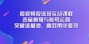 短视频投流班实战课程,选品剪辑与账号运营,突破流量池,高效带货变现-rose网创