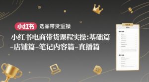小红书电商带货课程实操:基础篇-选品篇-店铺篇-笔记内容篇-直播篇-rose网创