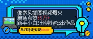 emo忧郁氛围感拉满，像素风视频爆火单条点赞50W，新手小白也能5分钟一条，稳定月入8k+-rose网创
