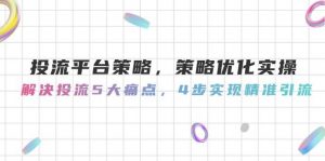 投流平台策略,策略优化实操,解决投流5大痛点,4步实现精准引流-rose网创