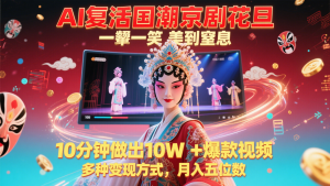 AI复活国潮京剧花旦，一颦一笑美到窒息，10分钟做出10W+爆款视频，多种变现方式-rose网创