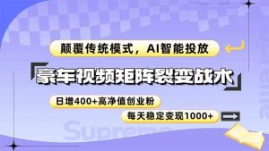 豪车视频矩阵裂变战术，颠覆传统模式，AI智能投放，日增400+高净值创业...-rose网创