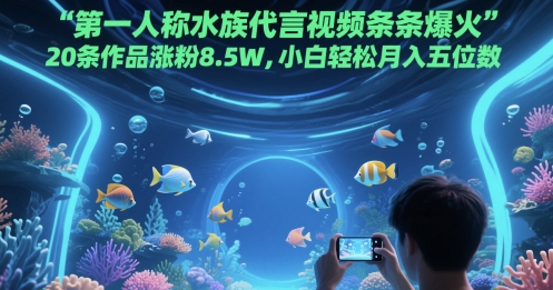 第一人称水族代言视频条条爆火，20条作品涨粉8.5W，小白轻松月入五位数-rose网创