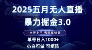 2025五月无人直播暴力掘金3.0，当天上手，当天拿结果，单号日入1k+小白可做可矩阵【揭秘】-rose网创